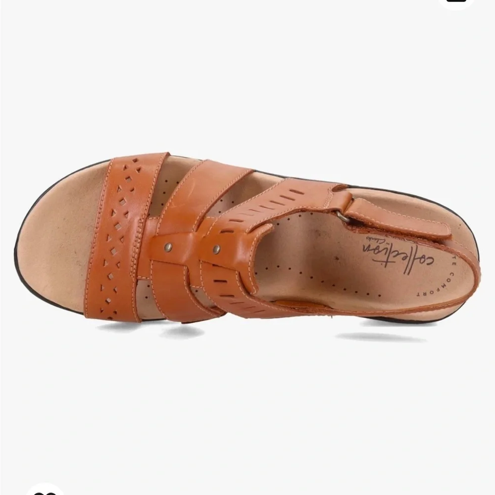 Clarks Lexi Qwin Brown Leather Slingback Sandals Shoes Size 8 Wide - Picture 3 of 15